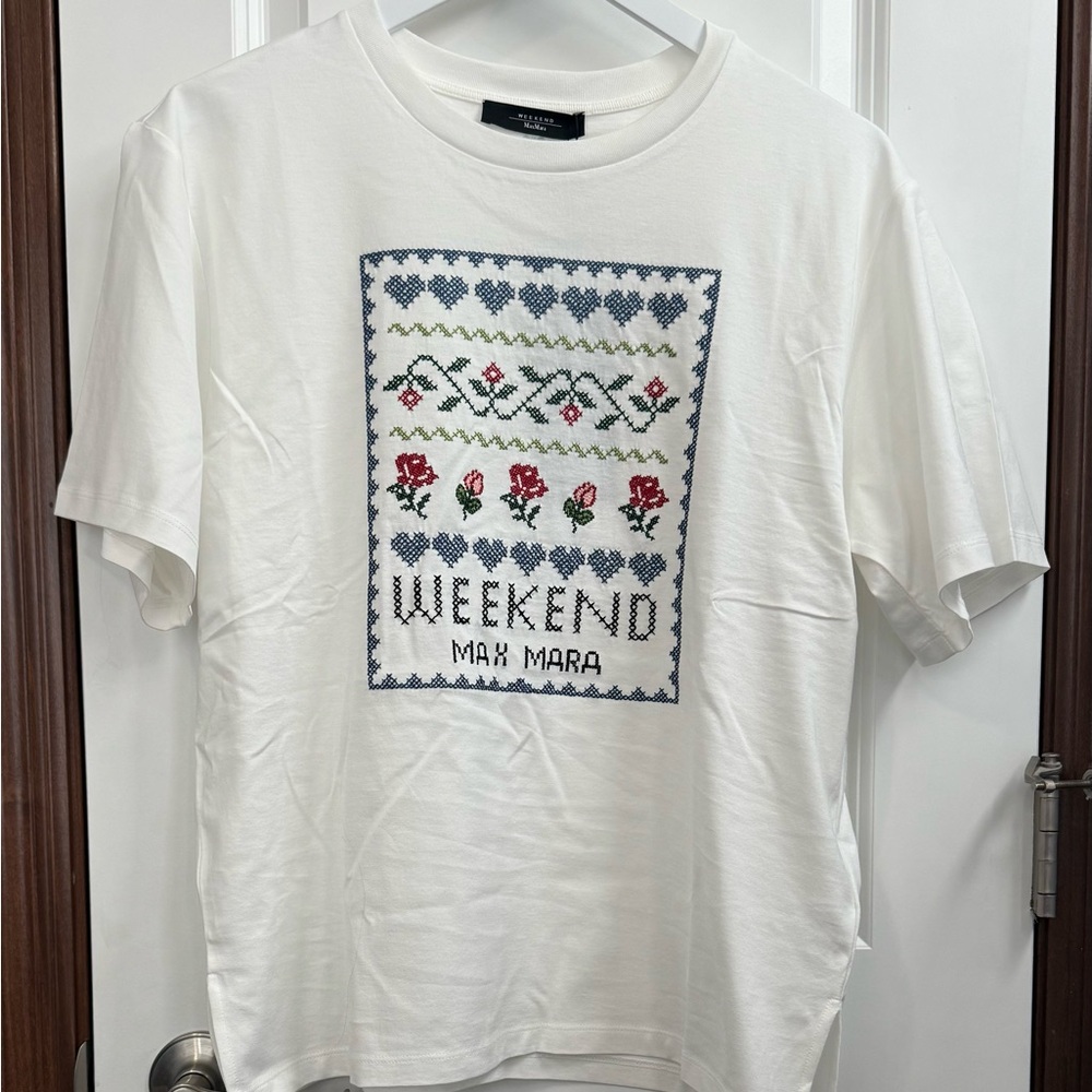 Max Mara Embroidered Tee - Size Large - Picture 3 of 8